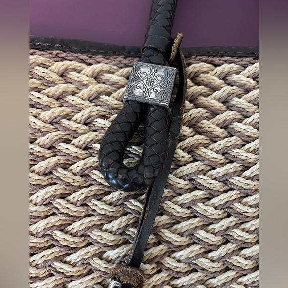 BRIGHTON Braided Straw Wicker Woven Brown Shopper Tote - Picture 8 of 16